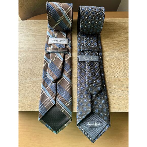 Pronto Uomo Silk Tie Set – Plaid & Geometric Patterns - Picture 3 of 9